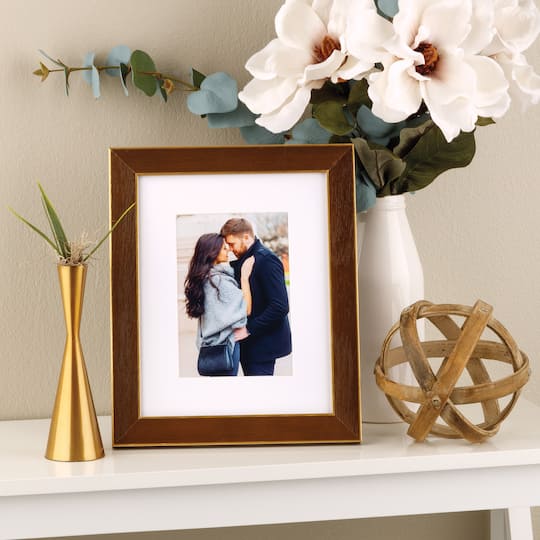 8 Pack: Walnut & Gold Trim Frame with Mat